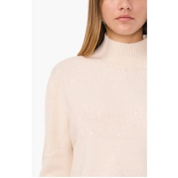 Vince Camuto Sweater Womens  XL Sequin Stripe Mock Neck Acrylic Blend - Picture 3 of 5